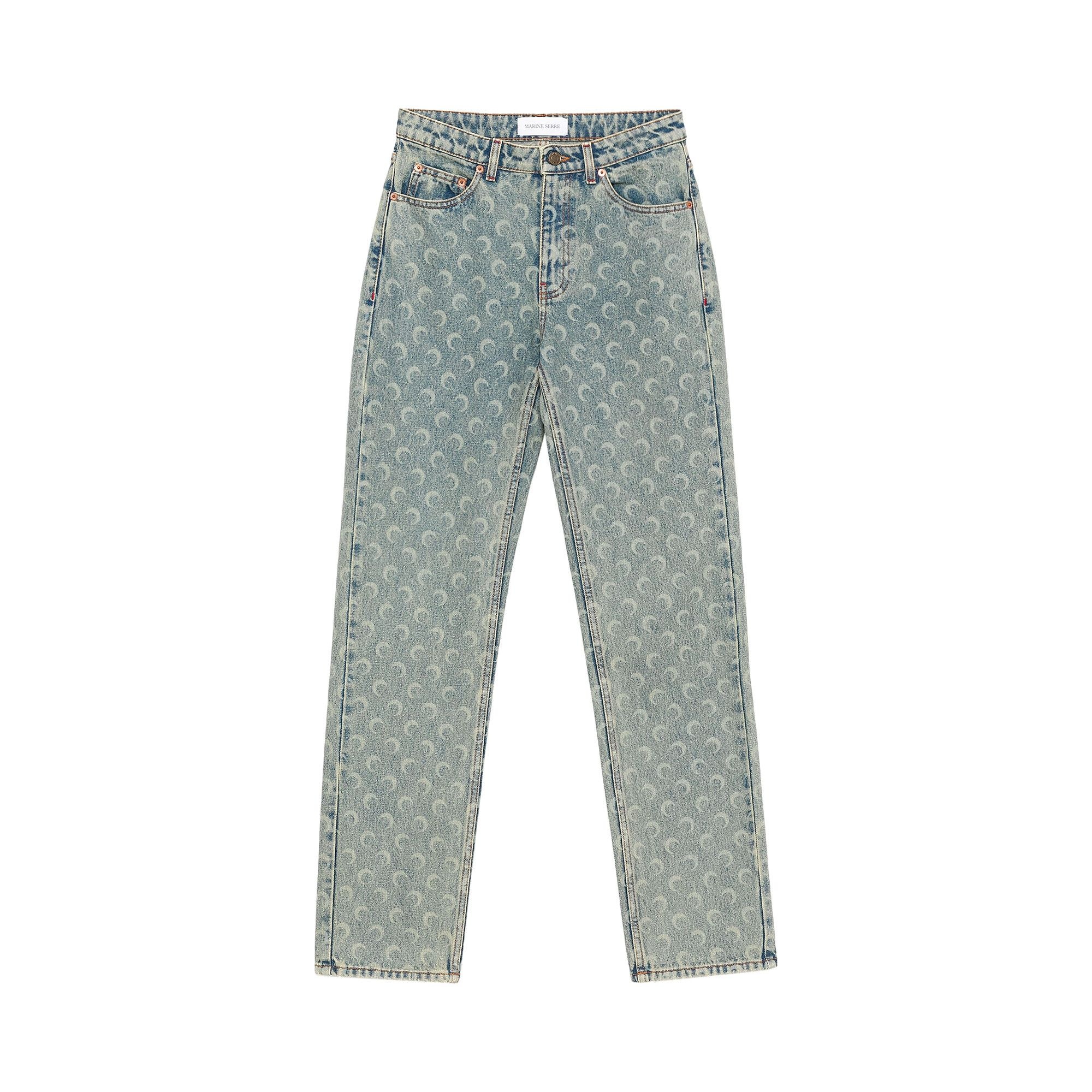 Marine Serre Moon Laser Denim Baggy Jeans 'Light Beige' - 1