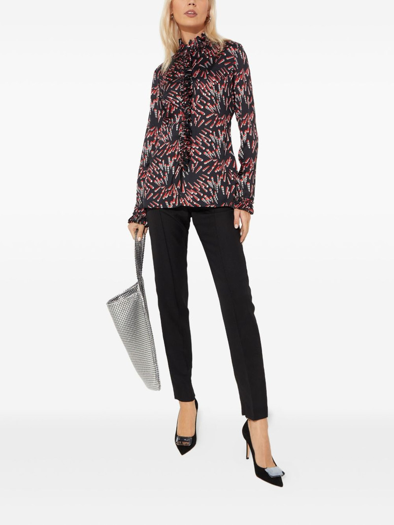 rabanne ruffled patterned blouse outlook
