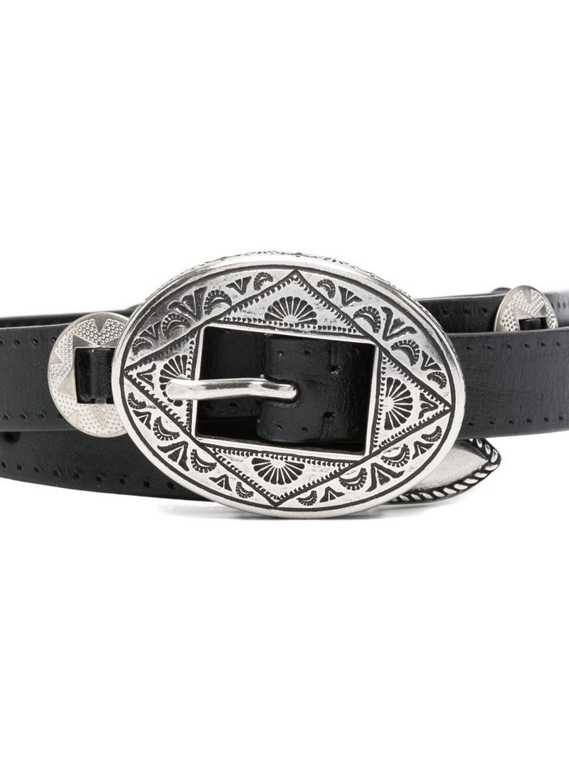 oval-buckle embellished belt 3