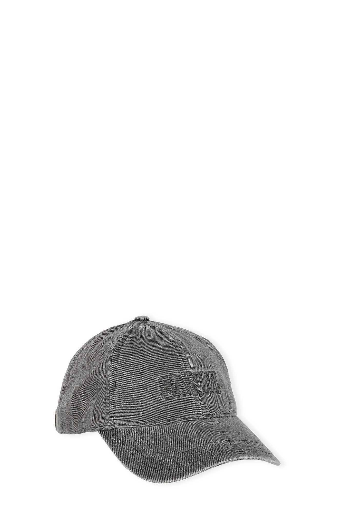 BLACK EMBROIDERED DENIM LOGO CAP - 1