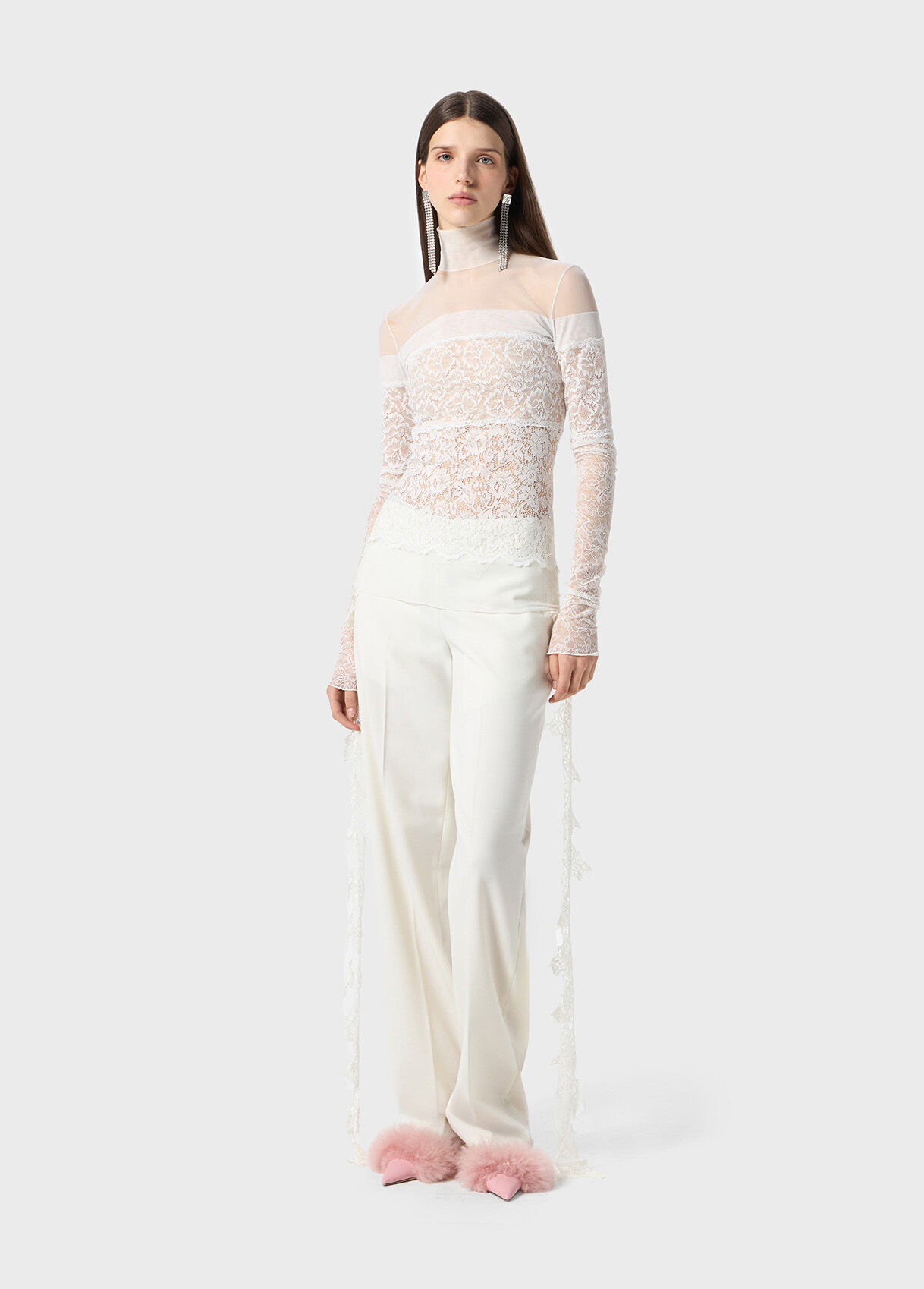 TULLE BLOUSE WITH SCALLOPED LACE - 5