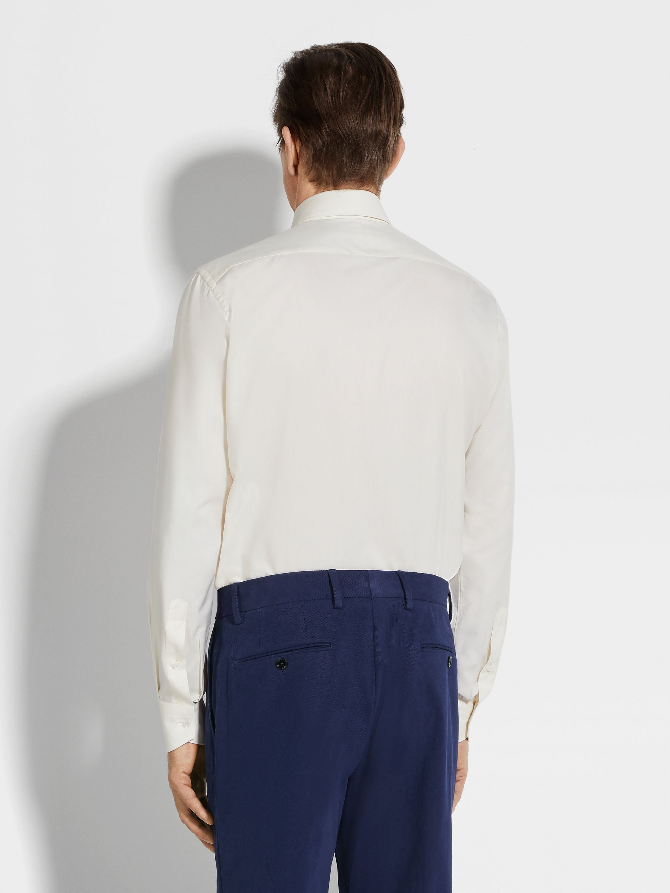 WHITE SILK COTTON AND CASHMERE SHIRT - 4