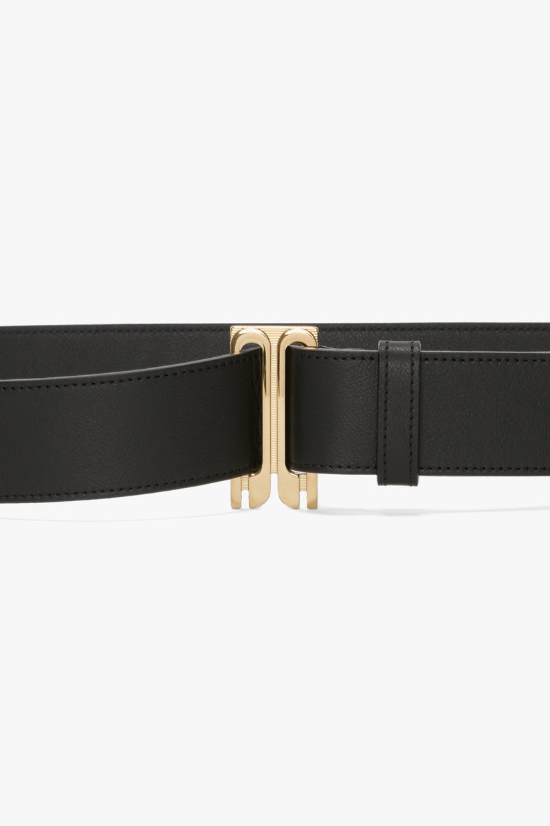 Victoria Beckham Dorian Tuxedo Belt In Black Soft Leather outlook