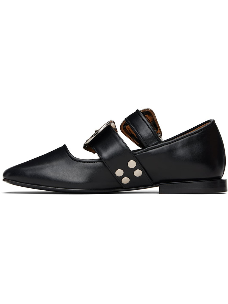 Black Leather Ballerina Flats 3