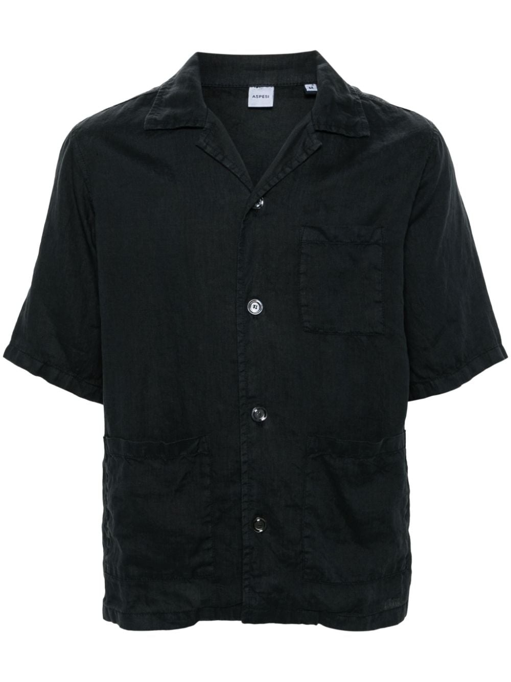 camp-collar linen shirt - 1