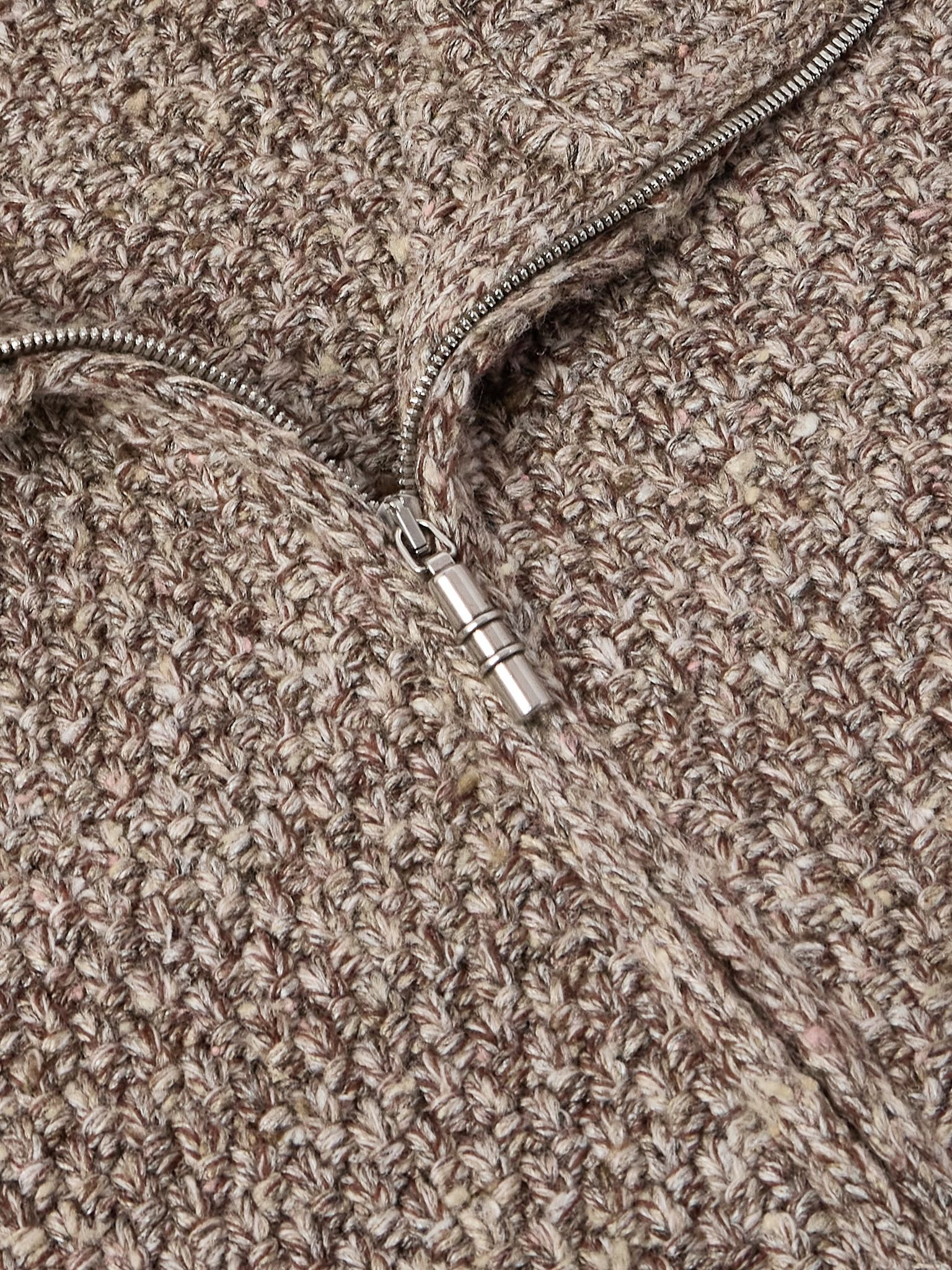 Silk and Cashmere-Blend Zip-Up Cardigan Brown - 4