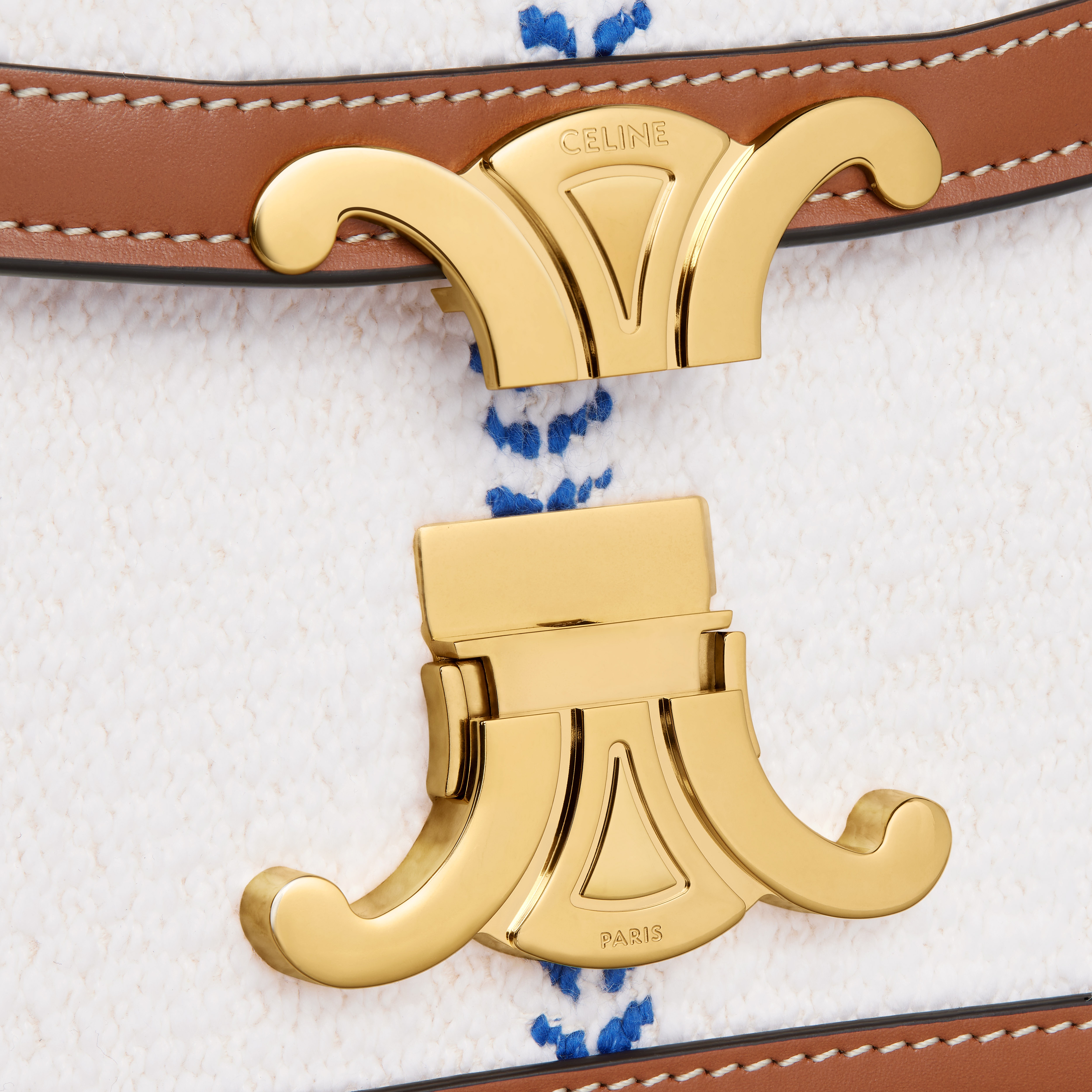 Teen Triomphe Bag in STRIPED TEXTILE AND CALFSKIN - 5