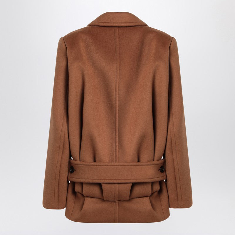 Saint Laurent Camel Wool Short Coat Women - 2