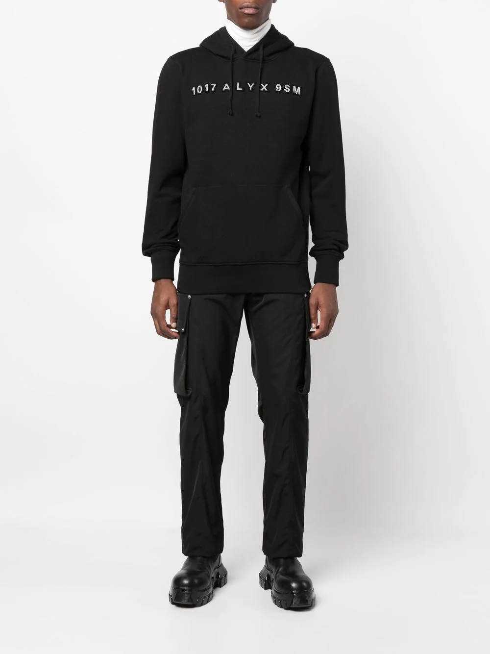 studded-logo detail hoodie - 3