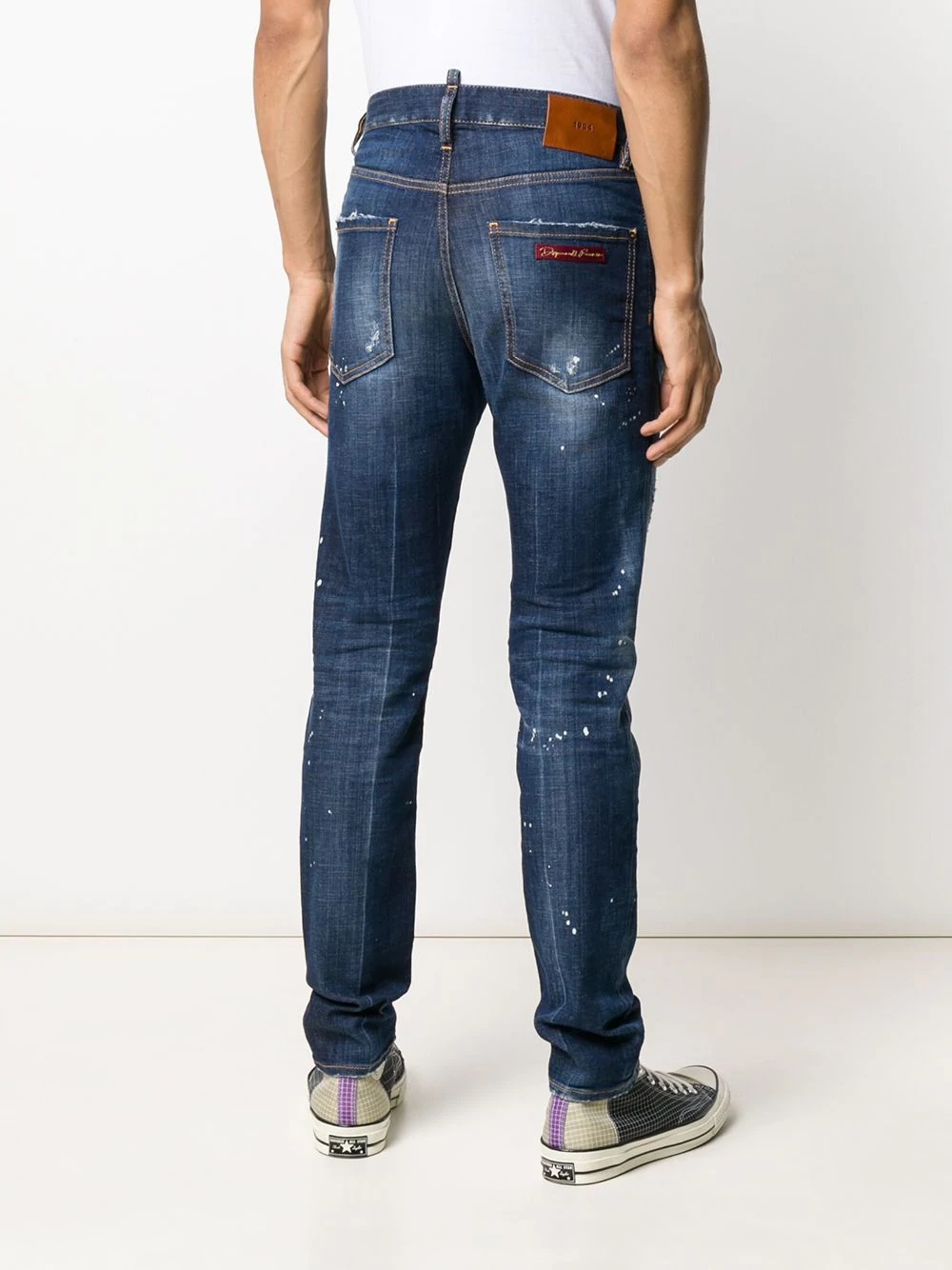 splatter-effect slim-fit jeans - 4