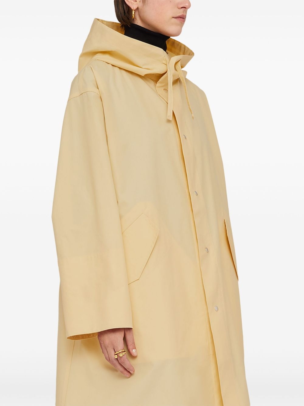logo print drawstring coat - 3