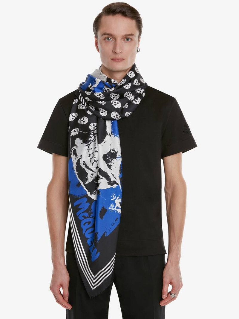 Men's McQueen Graffiti Biker Foulard in Black/blue 3