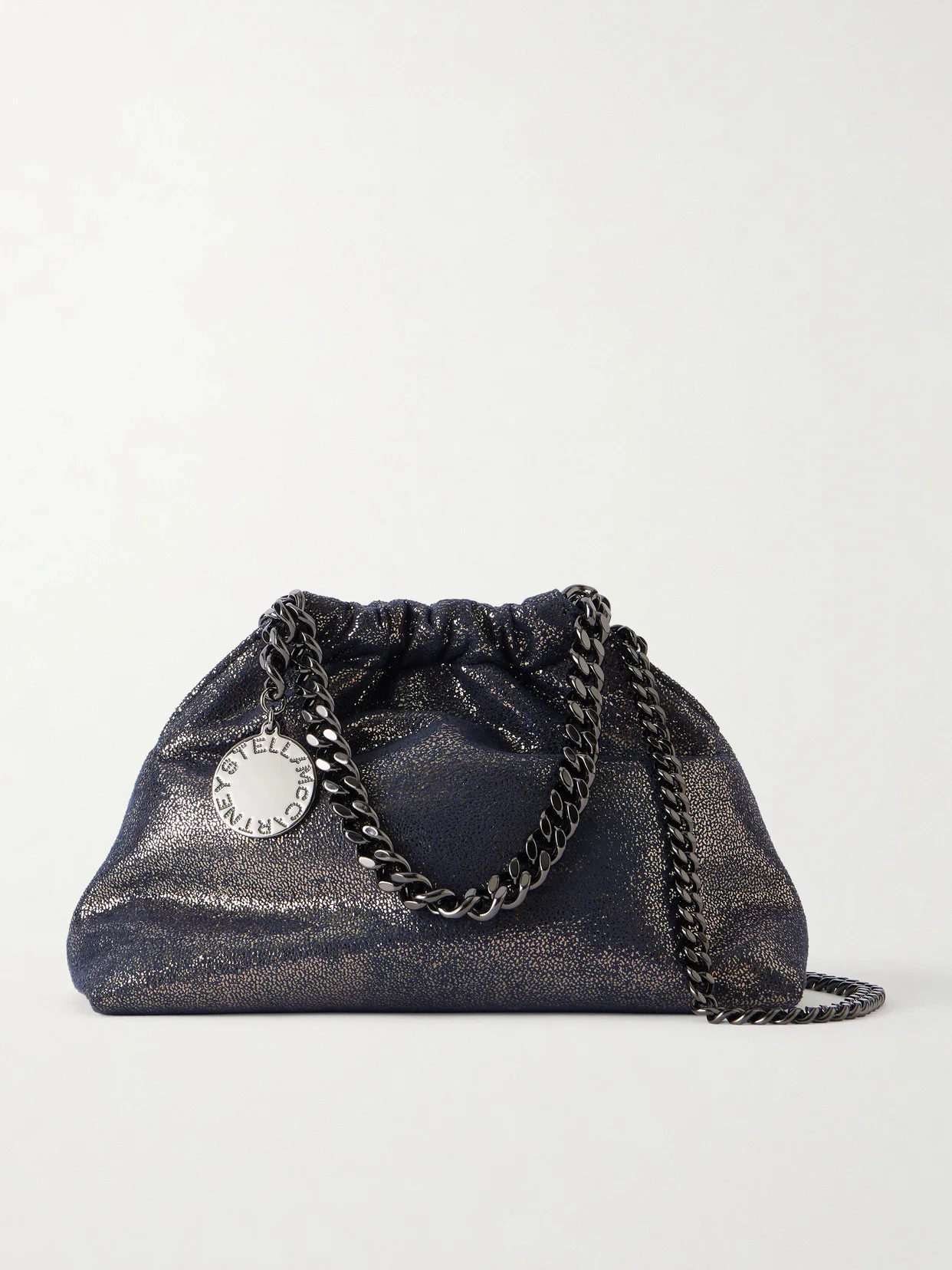Falabella Mini Metallic Vegetarian Suede Drawstring Bag - 1