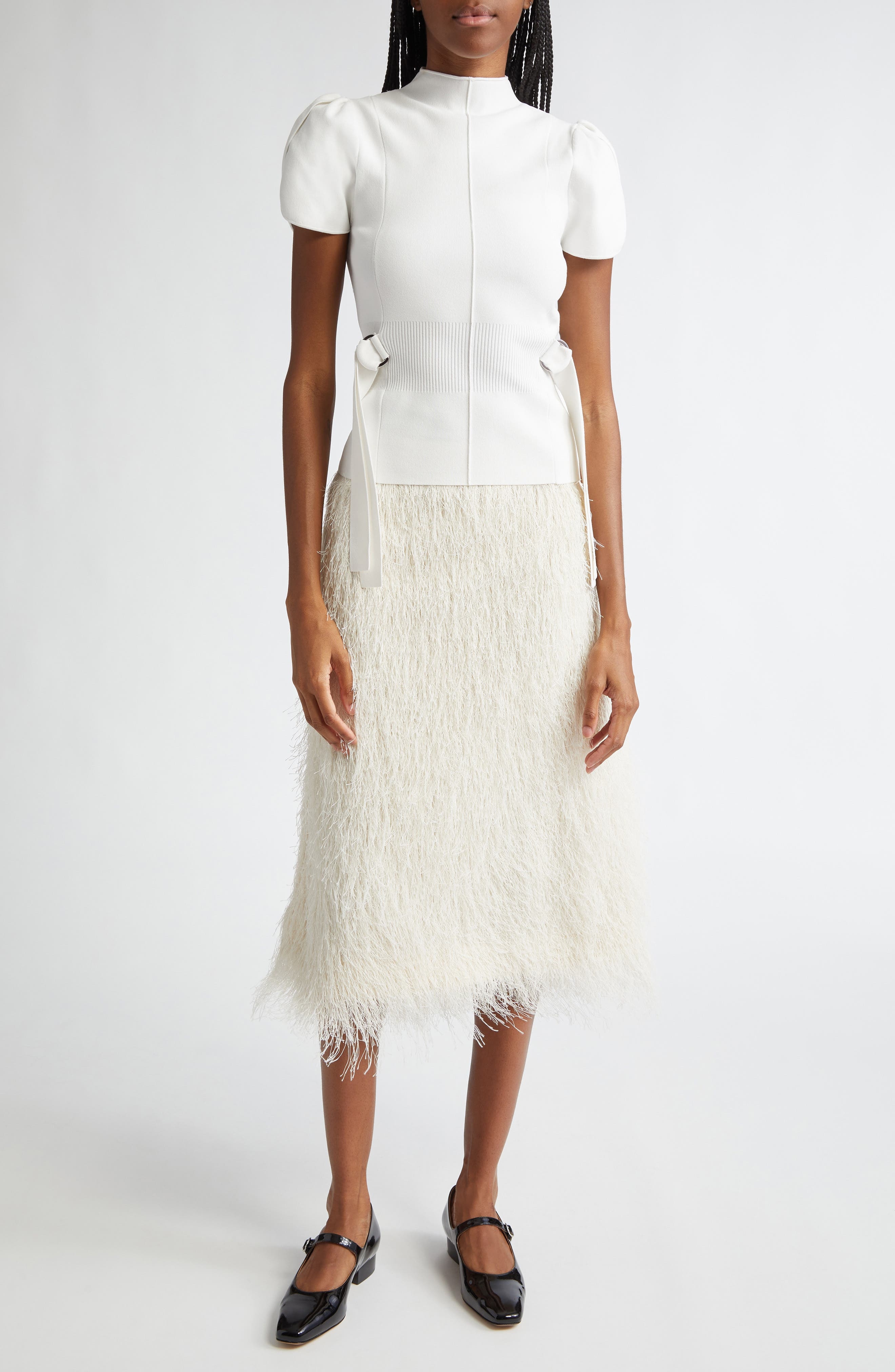 3.1 Phillip Lim Puff Sleeve Mock Neck Rib Top in Ivory at Nordstrom - 2