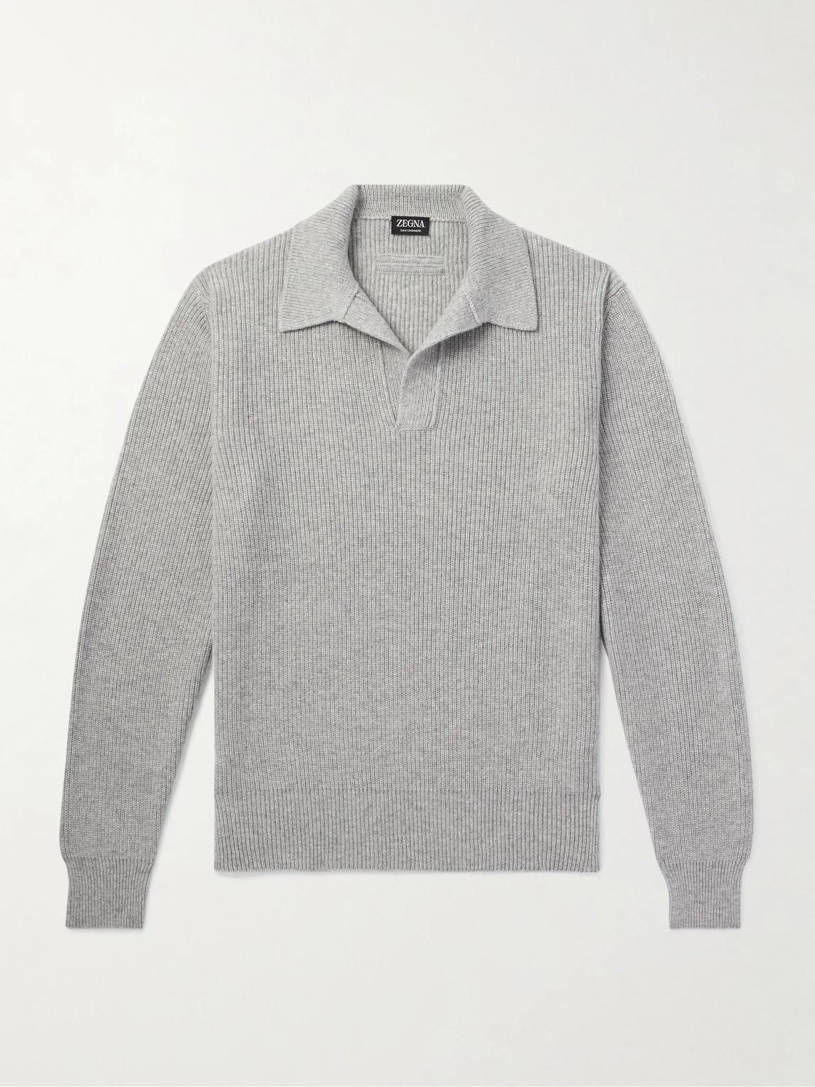 Ribbed Oasi Cashmere Polo Sweater - 1