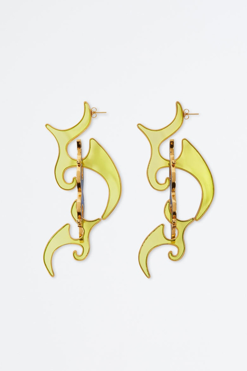SUNNEI ACID GREEN & BLUE FLAME EARRINGS outlook
