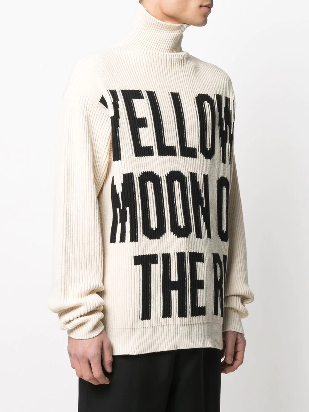 slogan print knitted roll neck - 3