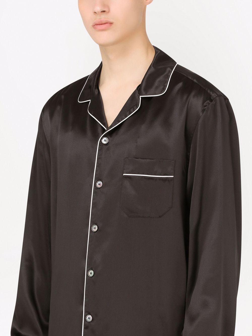 piped-trim silk shirt - 5