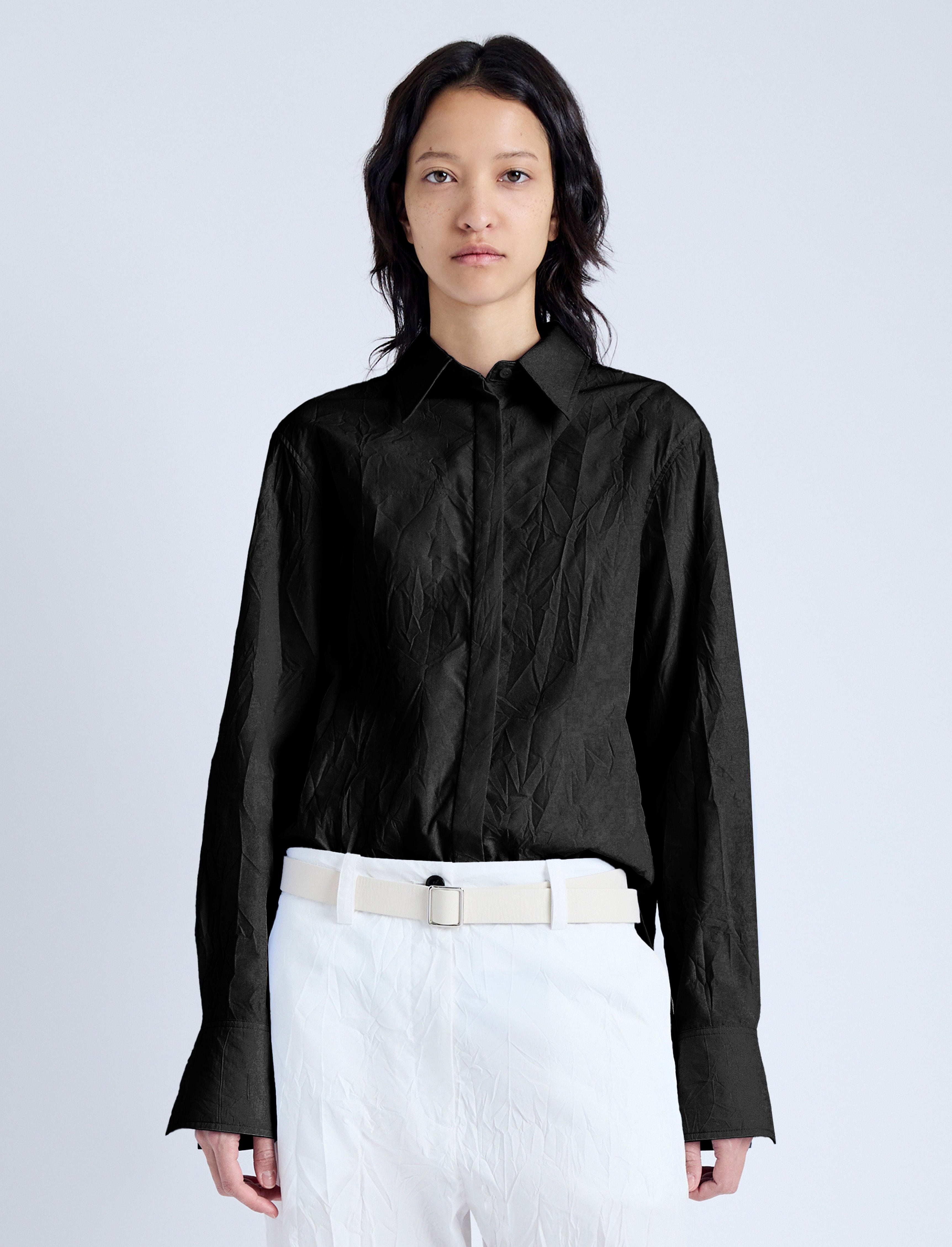 Allen Shirt in Crinkled Cotton Gabardine - 2