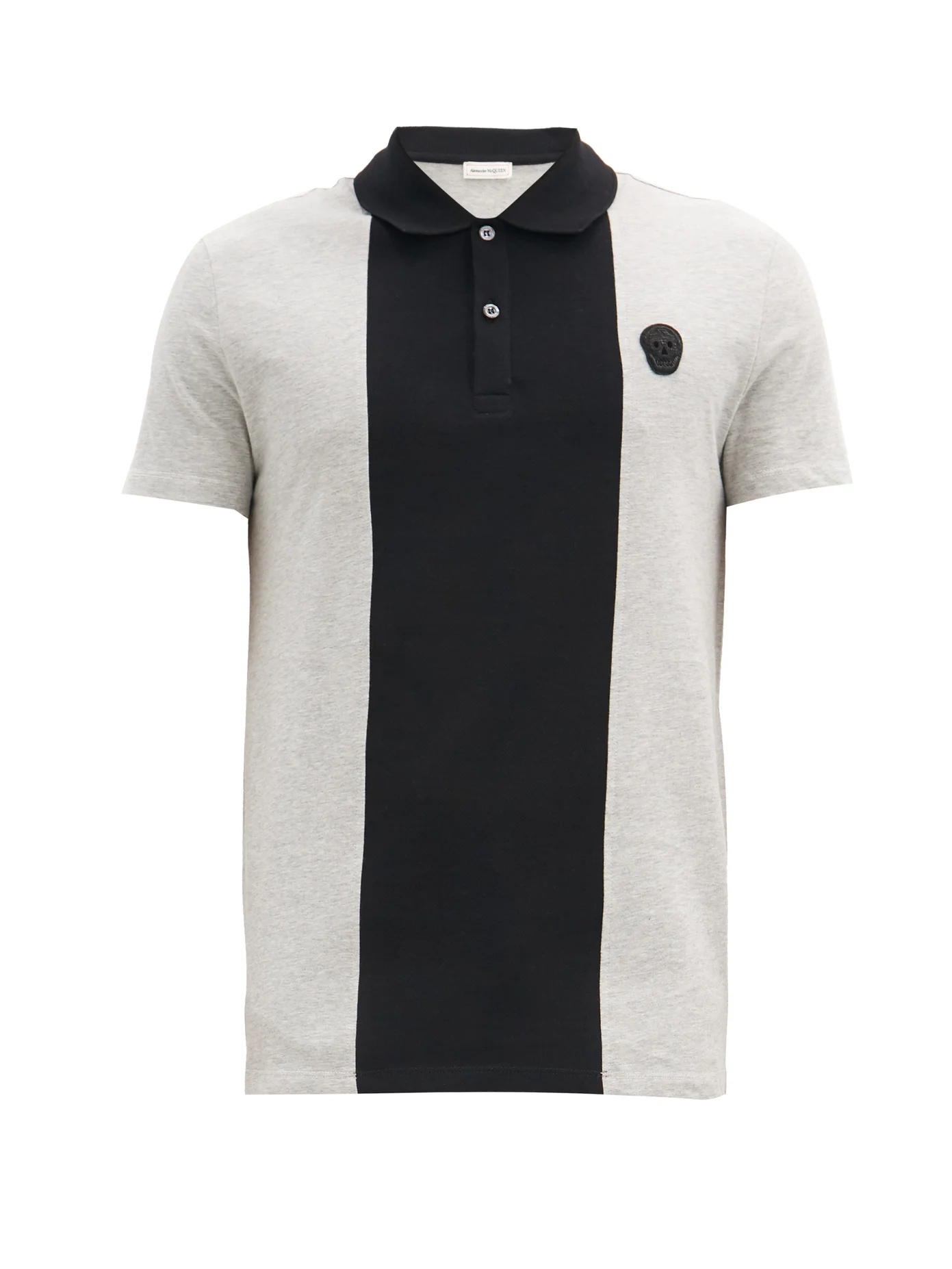 Zardozi-skull panelled cotton-jersey polo shirt - 1