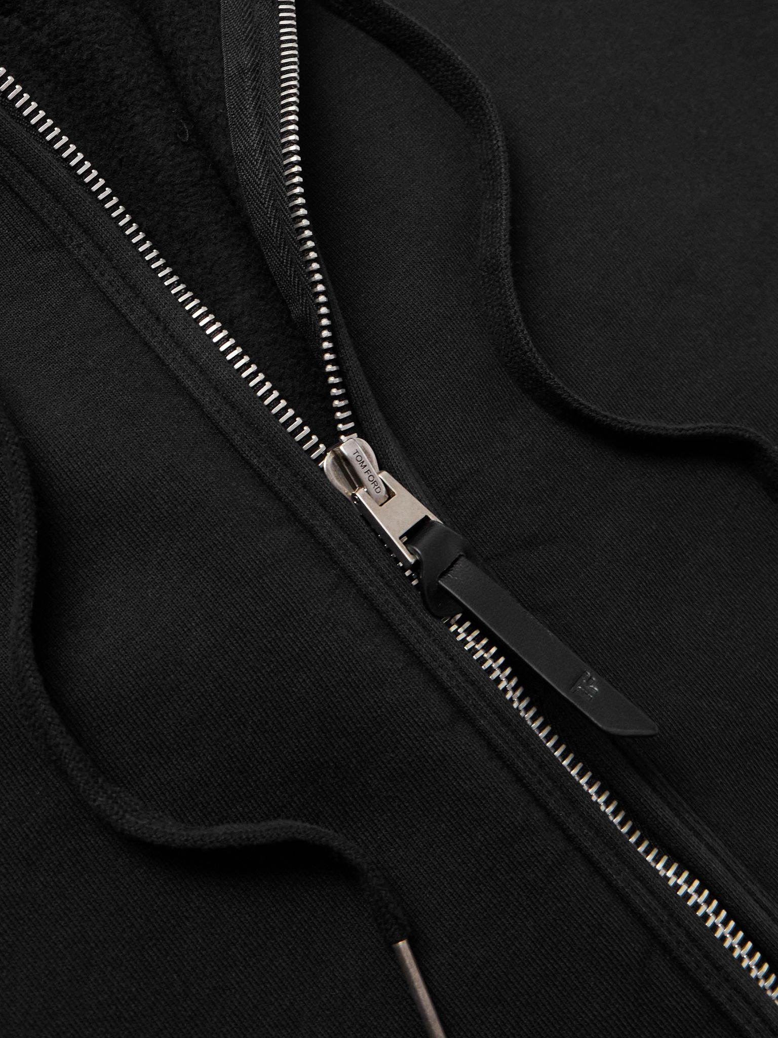 Slim-Fit Cotton-Jersey Zip-Up Hoodie Black - 4