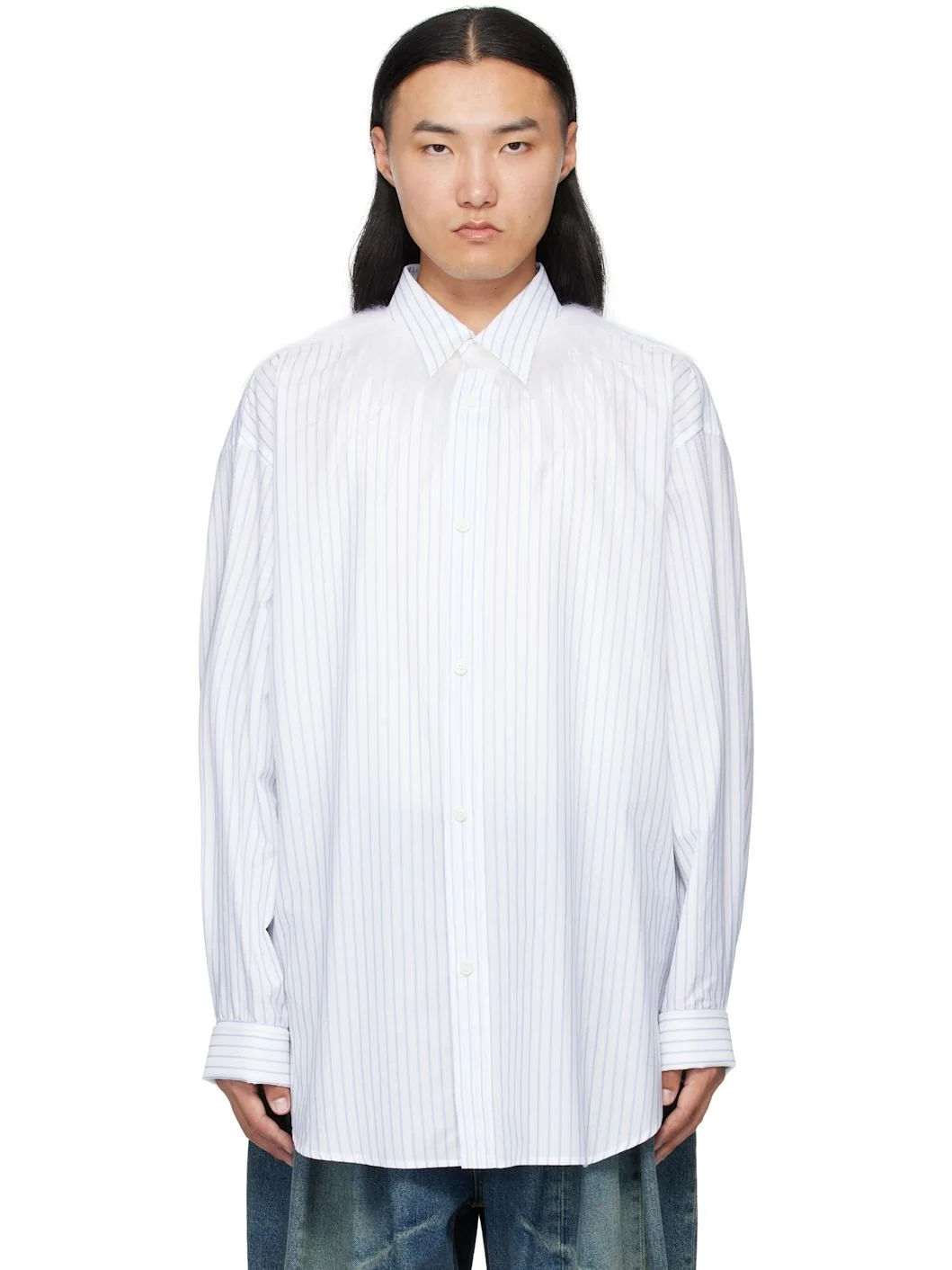 White & Blue Kidassia Collared Shirt - 1