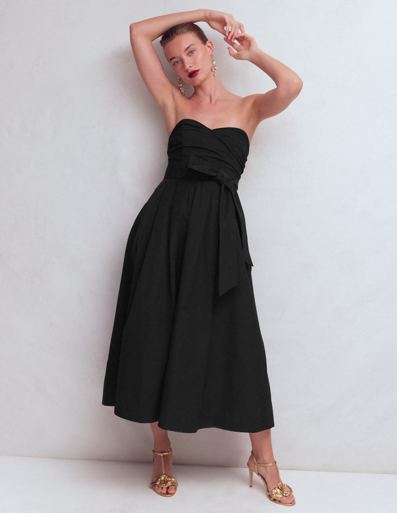 Strapless Taffeta Dress-Black 7