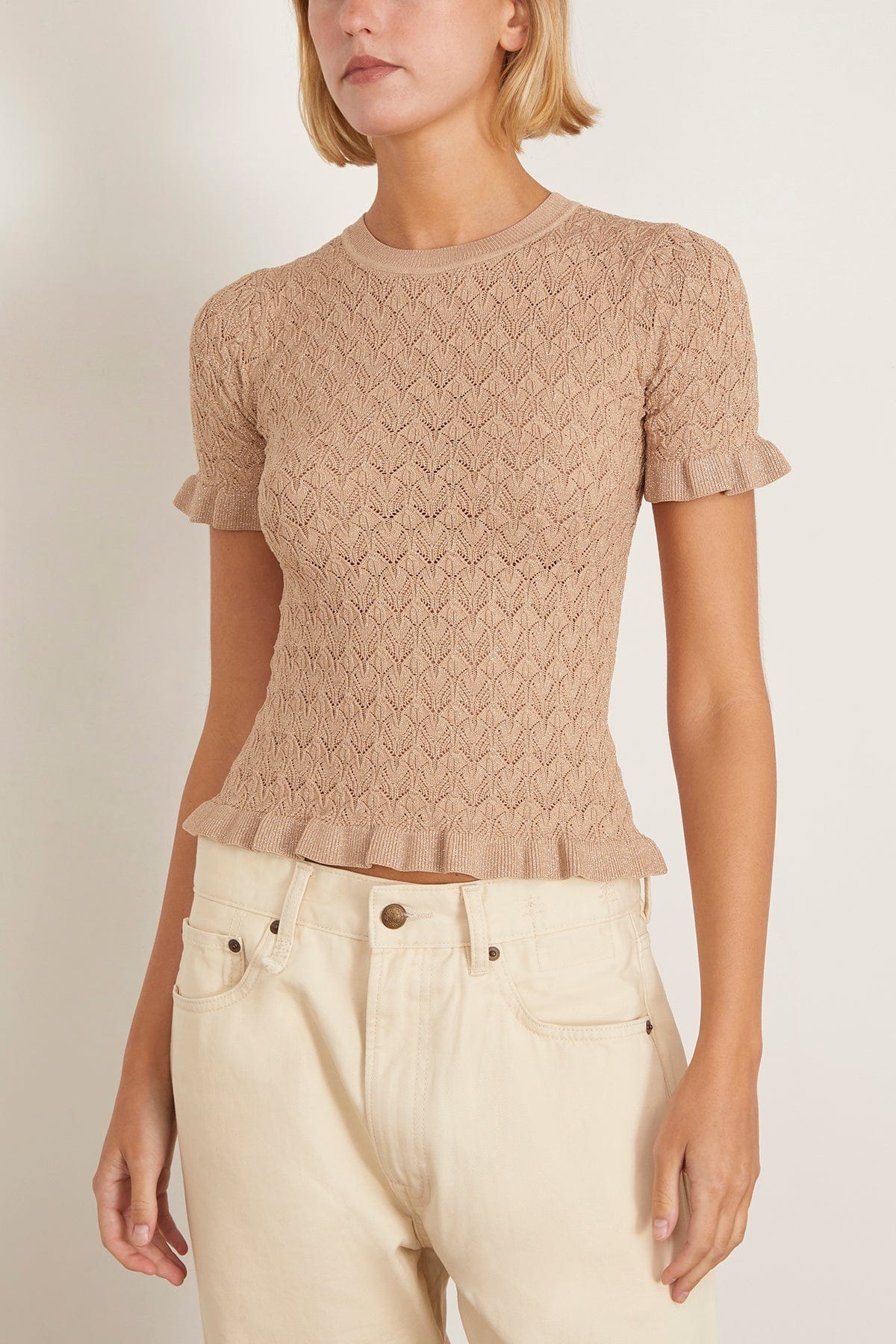 Ruby Knit Tee in Champagne - 3