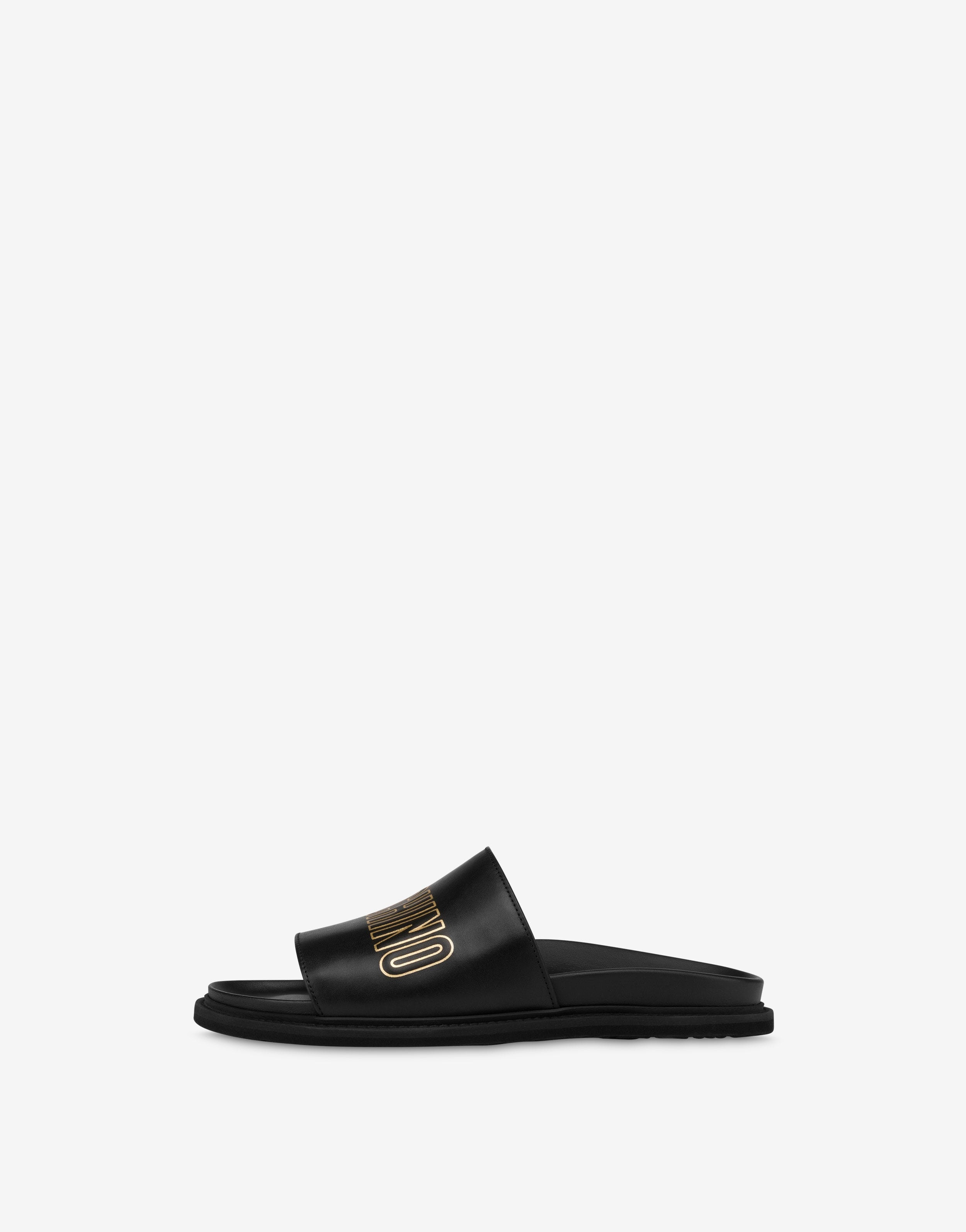 CALFSKIN POOL SLIDES WITH LOGO - 2