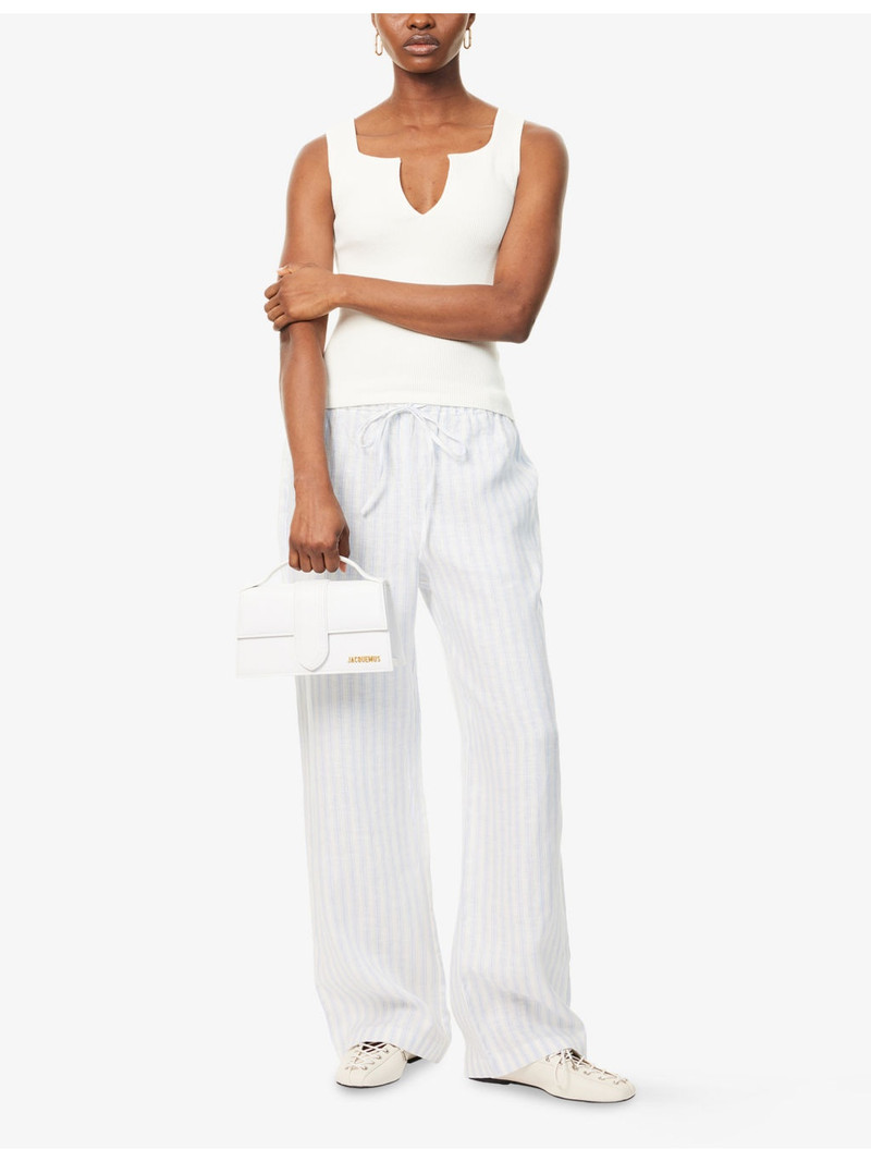 Reformation Olina Striped Linen Trousers outlook