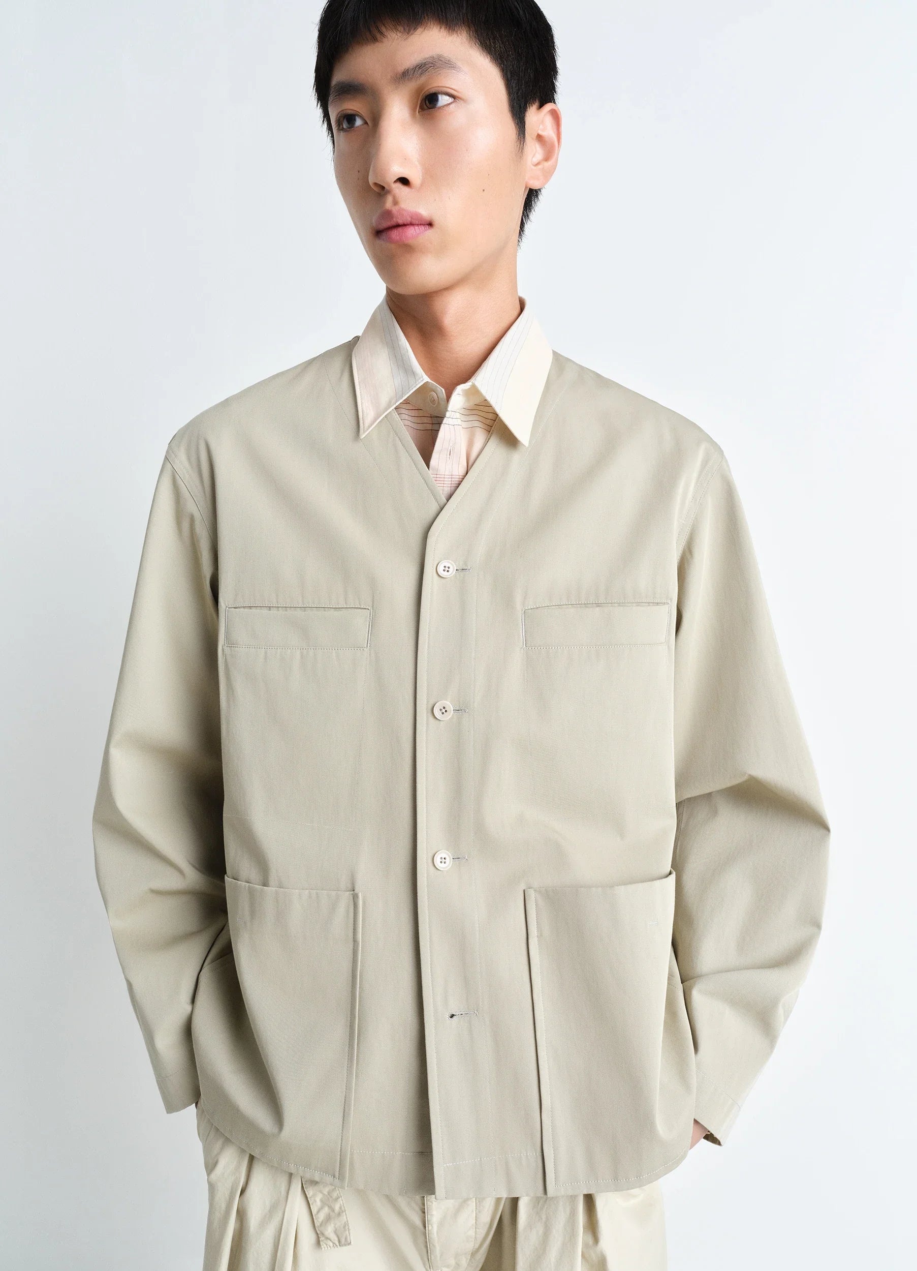 COLLARLESS OVERSHIRT - 3