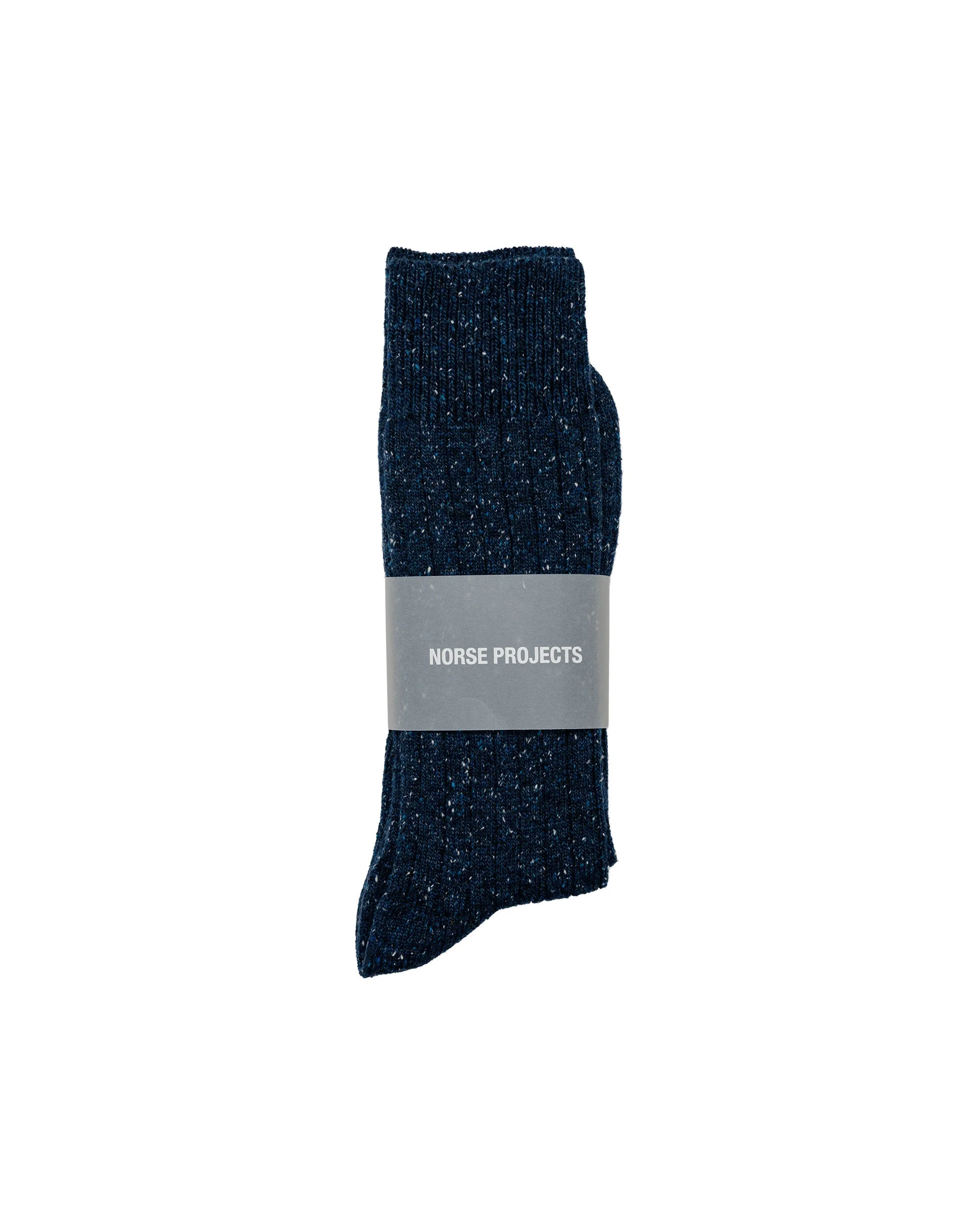 Bykle Neps Wool Rib Sock Dark Navy - 1