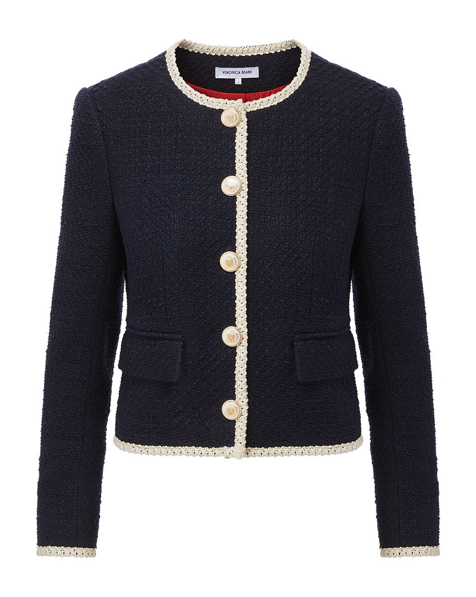 MABEL COLLARLESS TWEED JACKET - 1