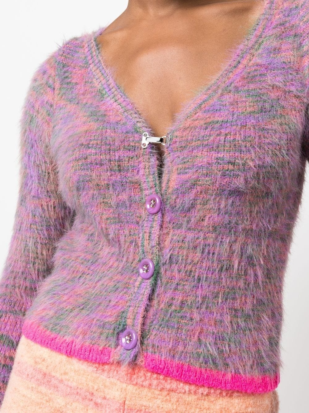 contrast-trim patterned cardigan - 5