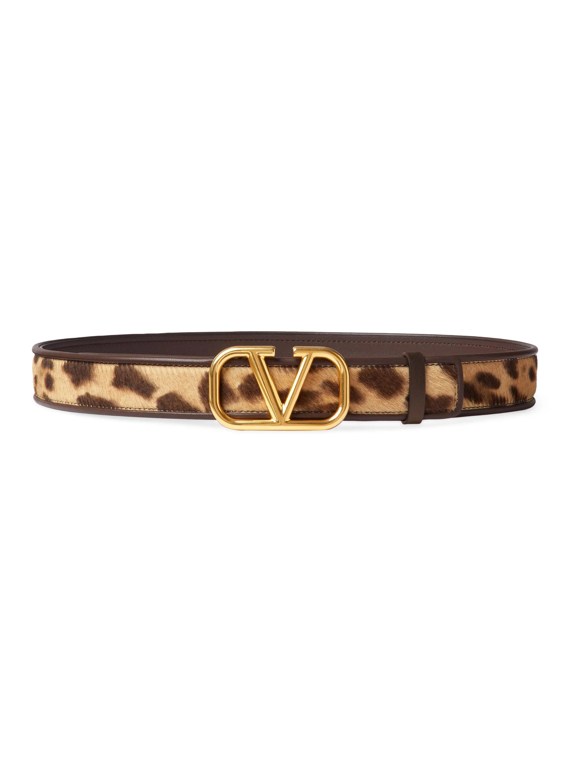 Women's Vlogo Signature Calfskin Belt With Pony Animalier Effect 30 MM - Animal Print - 1