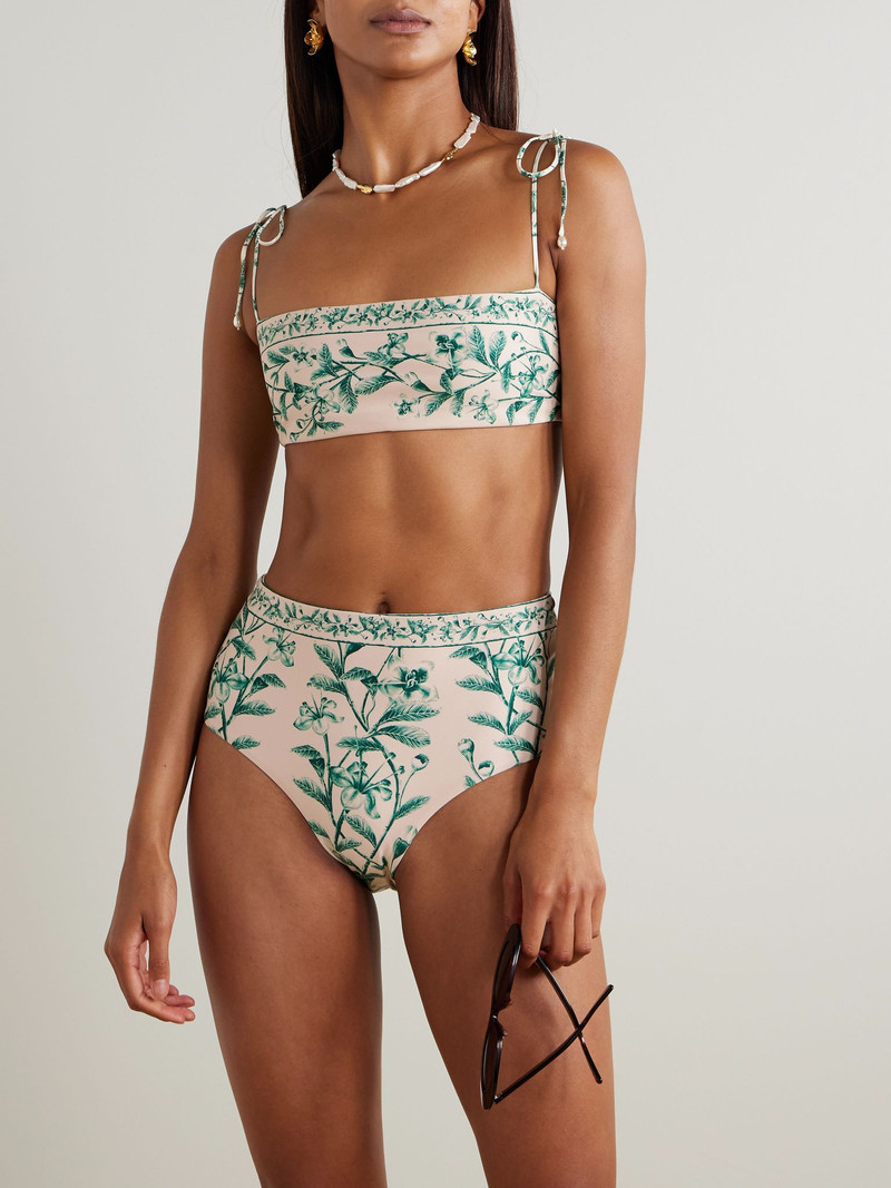 Agua by Agua Bendita Magenta Ceiba floral-print recycled bikini briefs Sage green outlook