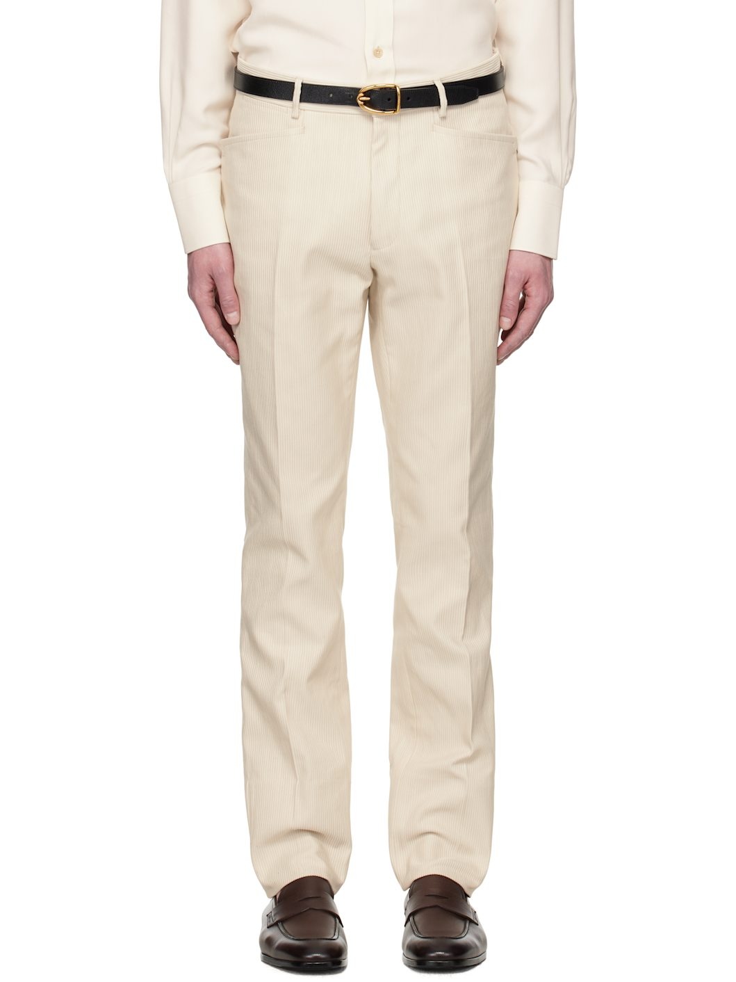 Beige Summer Cord Dyllan Trousers - 1