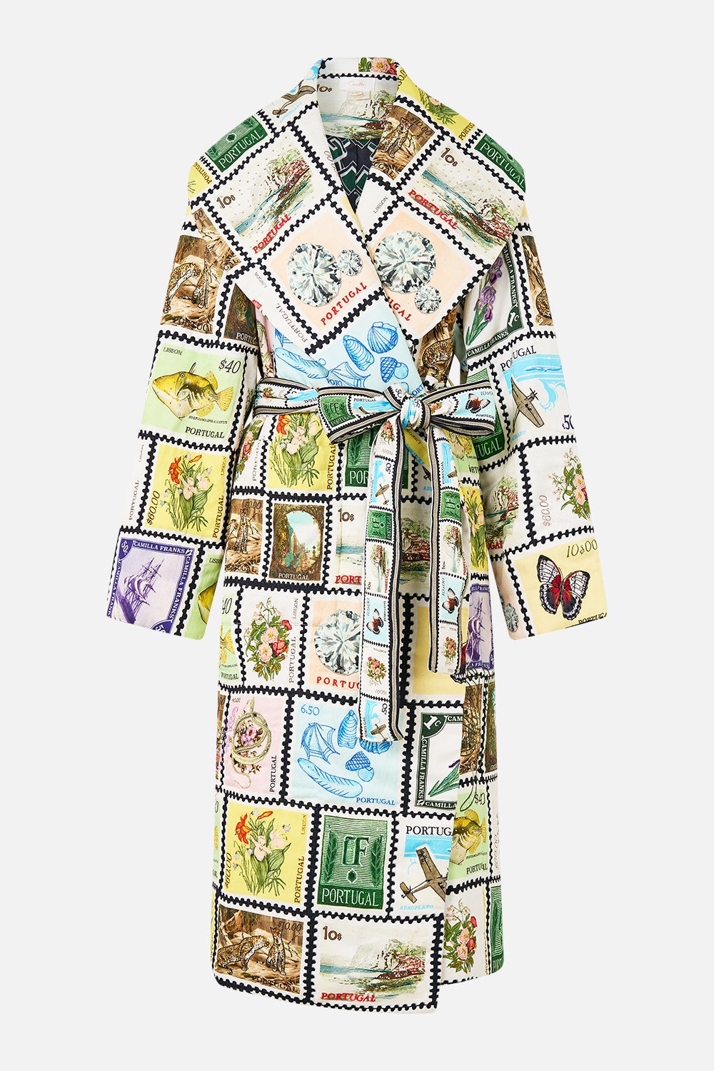 QUILTED LONG WRAP COAT - 1