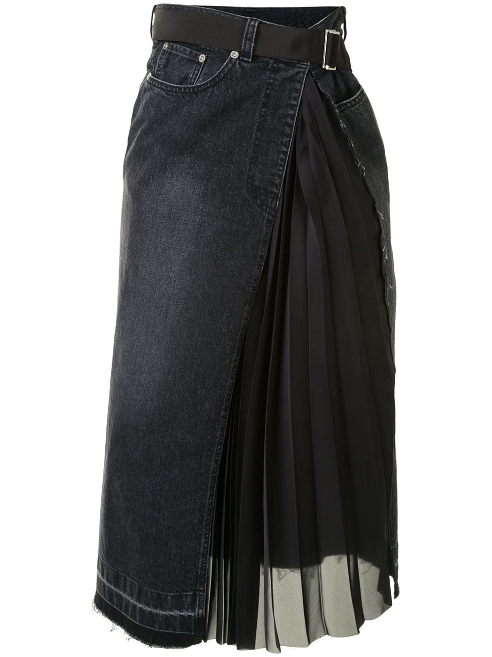 asymmetric denim midi skirt - 1