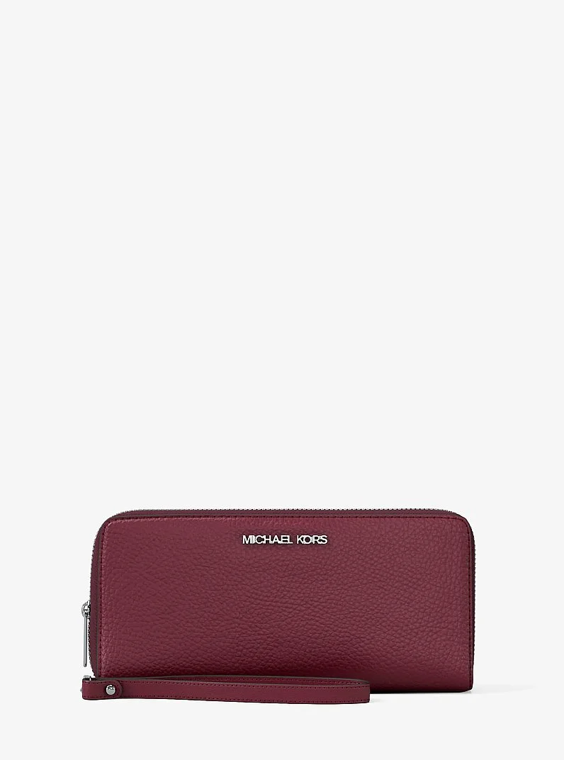 Large Pebbled Leather Continental Wallet - 1