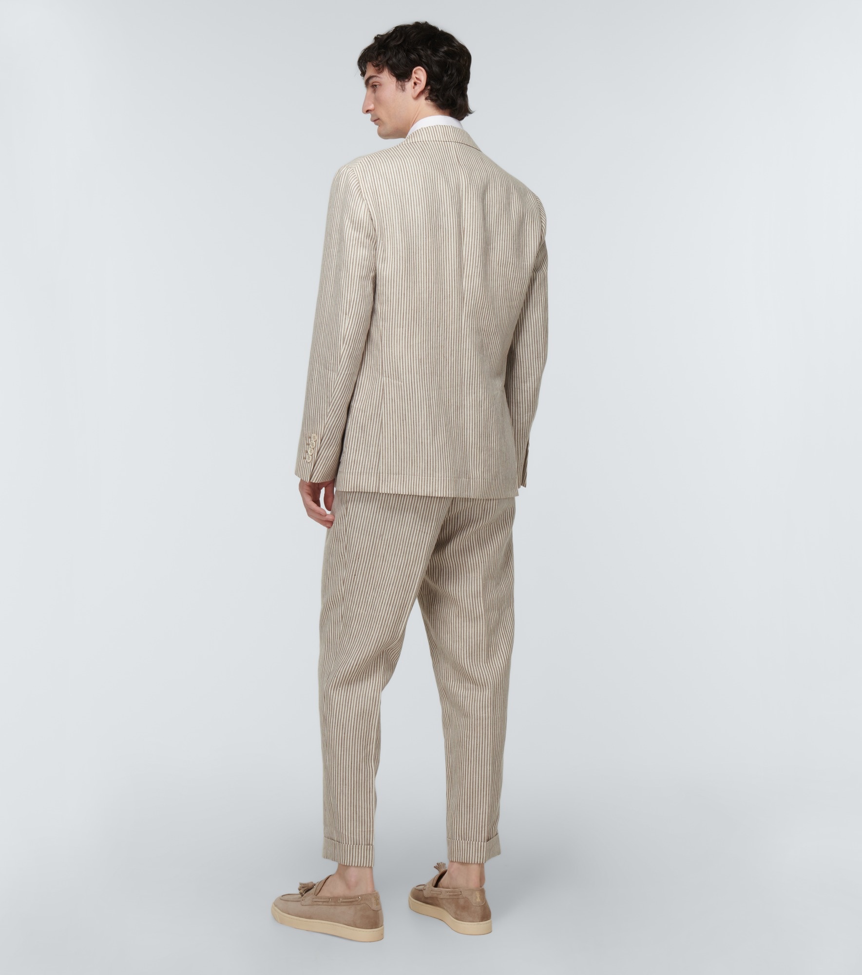 Striped linen and wool suit - 3
