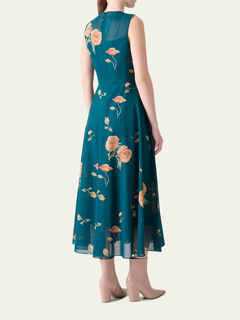 Anemone Print Belted Fit-and-Flare Voile Dress 3