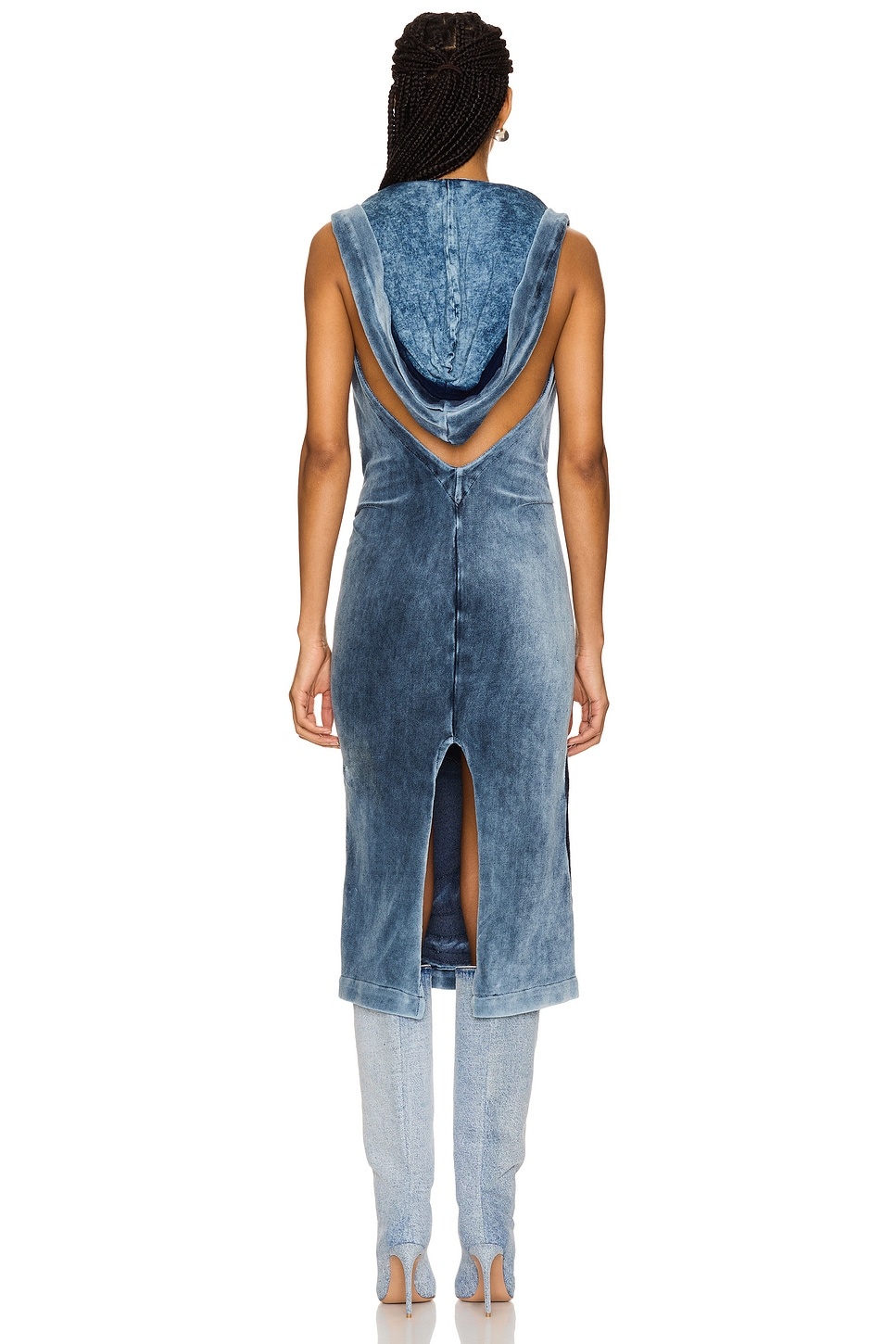 Open Back Cowl Neck Hoodie Dress - 4