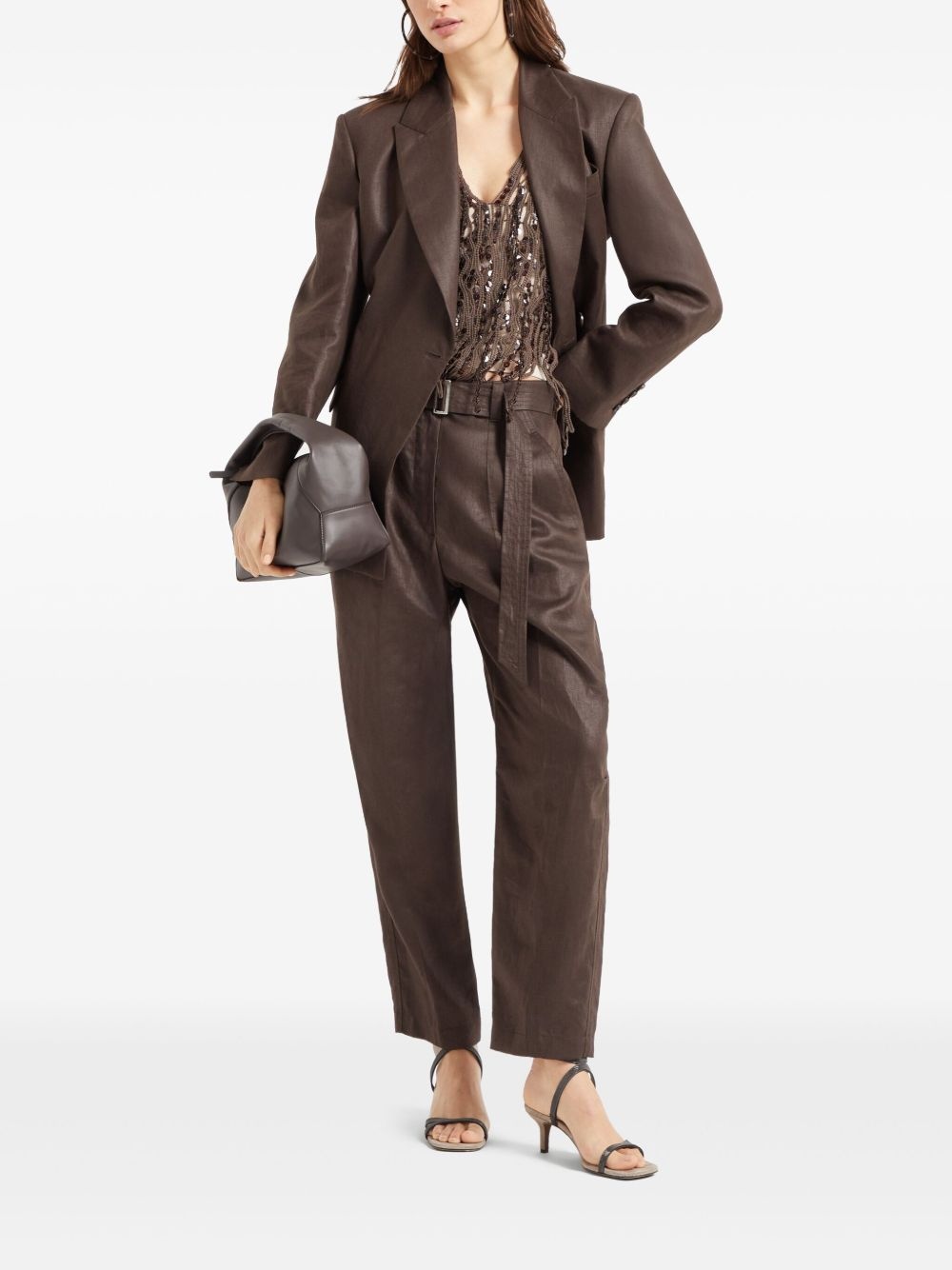 double-breasted twill blazer - 2