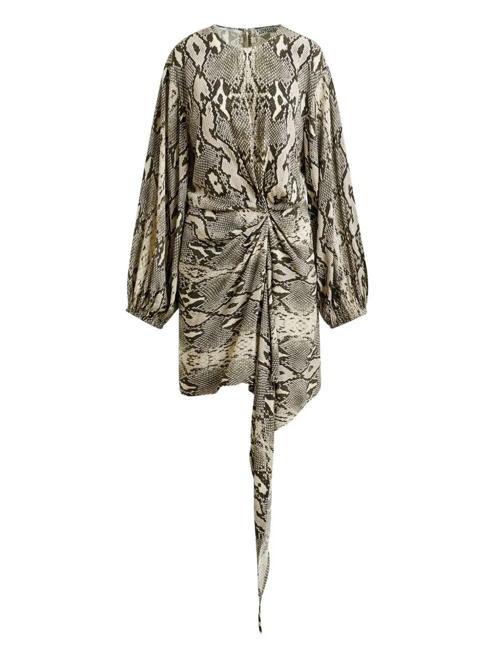 balloon-sleeve draped asymmetric dress - 1