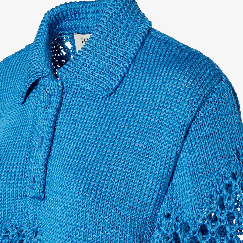 Sweater Light blue macramé silk sweater 3
