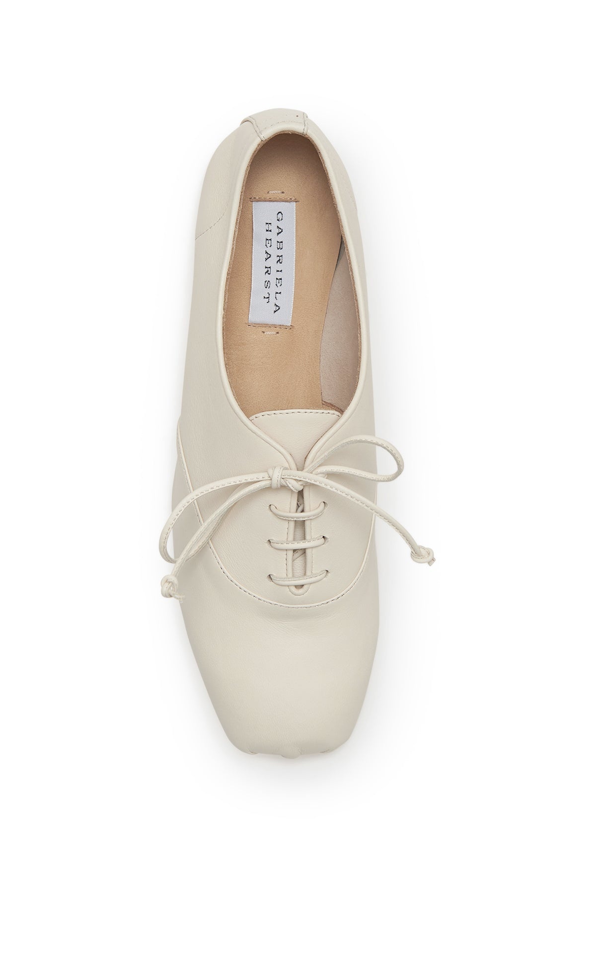 Maya Oxford Flat Shoe in Ivory Nappa Leather - 4
