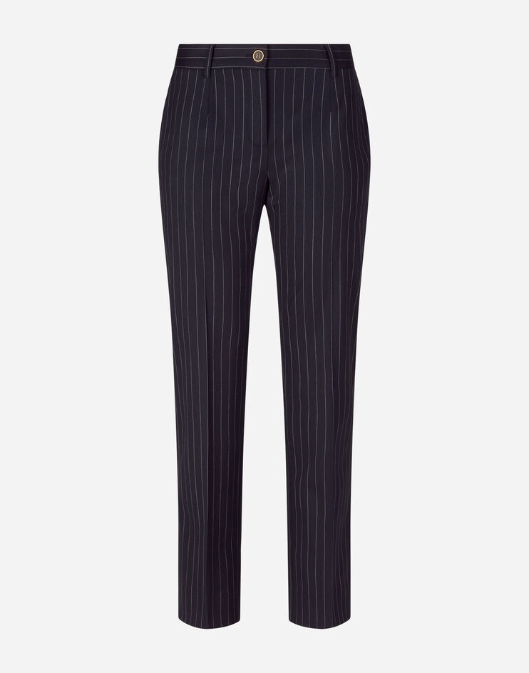 Low-rise pants in pin-stripe woolen fabric - 3