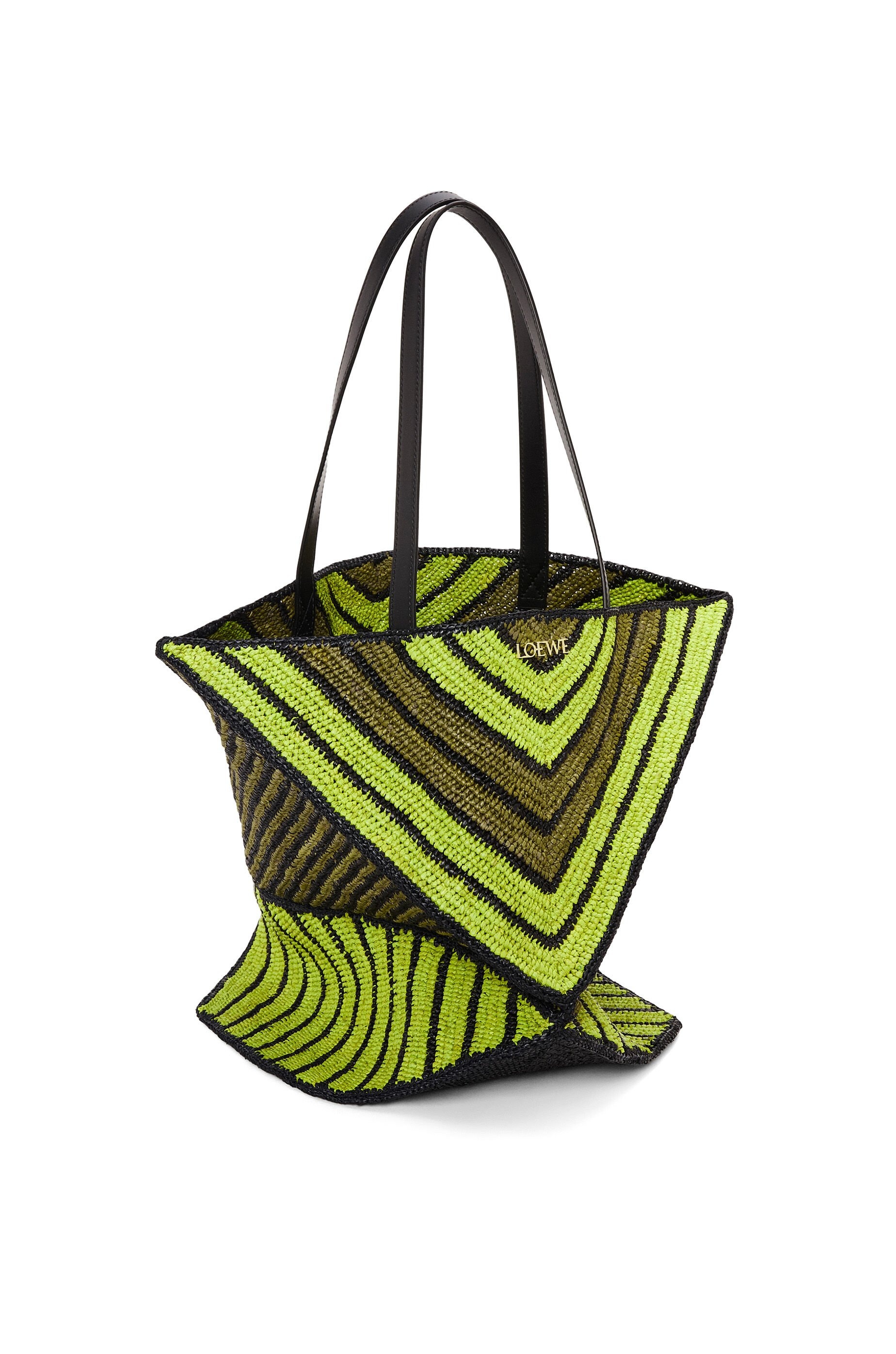 XL Puzzle Fold Tote in raffia - 4