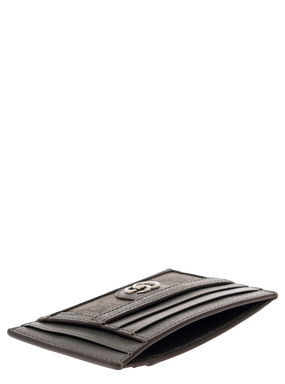 Gucci Men Grey Card Holder With Leather Trim And Gg Motif In Fabric Man - 3